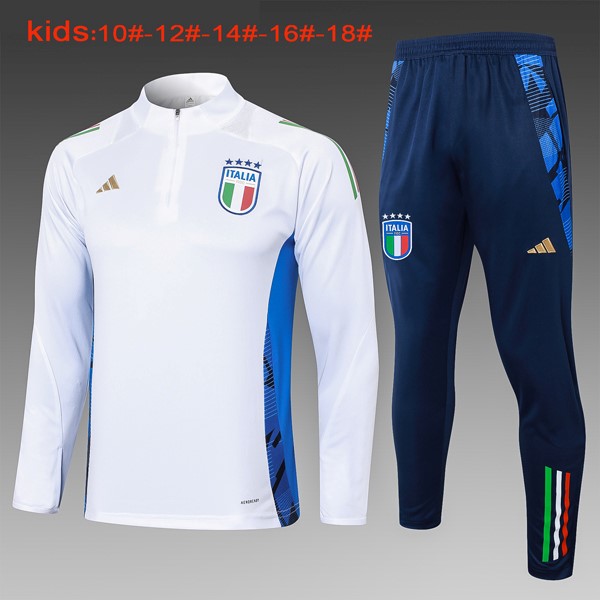 Niños Sudadera De Training Italia 2024-25 Blanco Azul 3